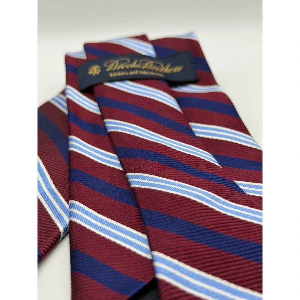 Brooks Brothers Silk Tie OS Burgundy Navy Repp Stripe Preppy Ivy Trad Classic